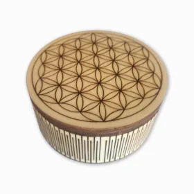 Boite de 6 sous-verres fleur de vie en bois