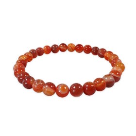 Bracelet Agate Rouge Perles 6mm