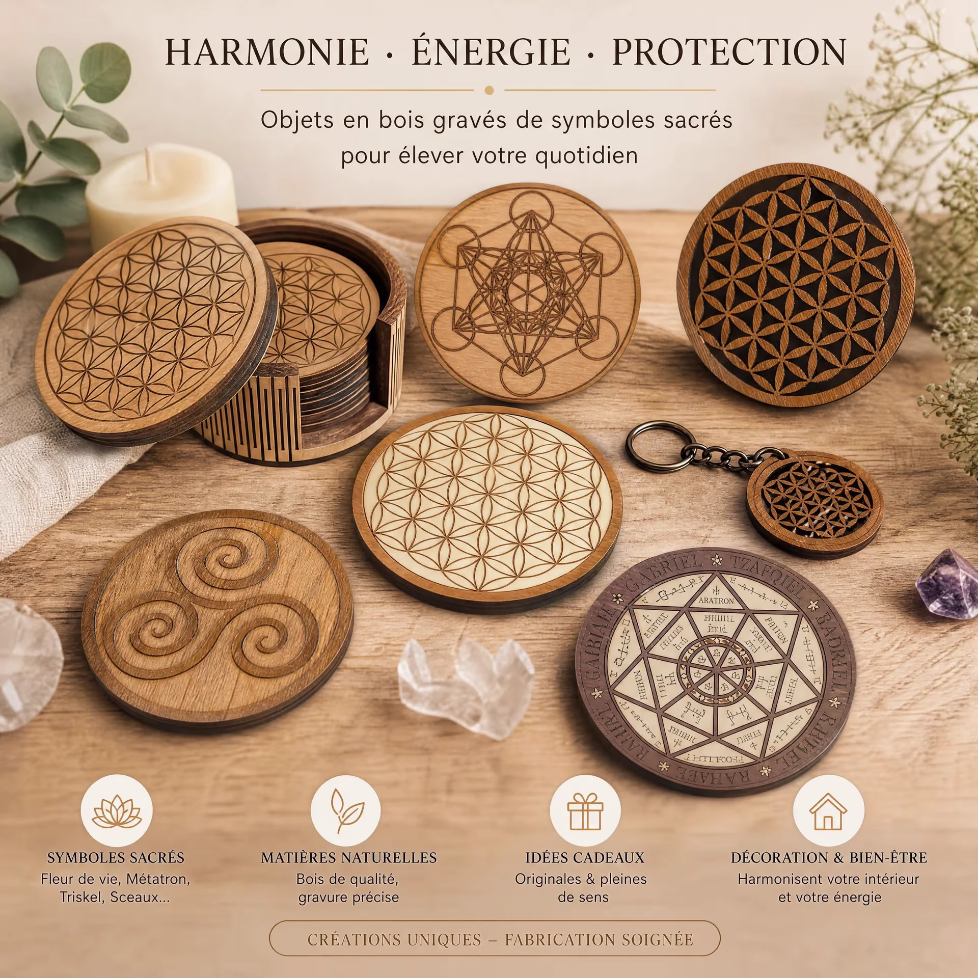 Objets en bois pour harmonisation