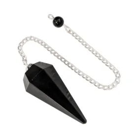 Pendule Obsidienne Noire Conique 6 faces